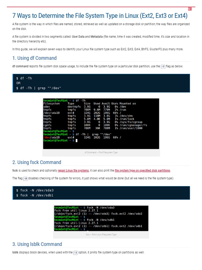 7 Ways To Determine The File System Type in Linux (Ext2, Ext3 or Ext4 ...
