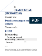 Rabia Bilal (MC180402209) : Student Id