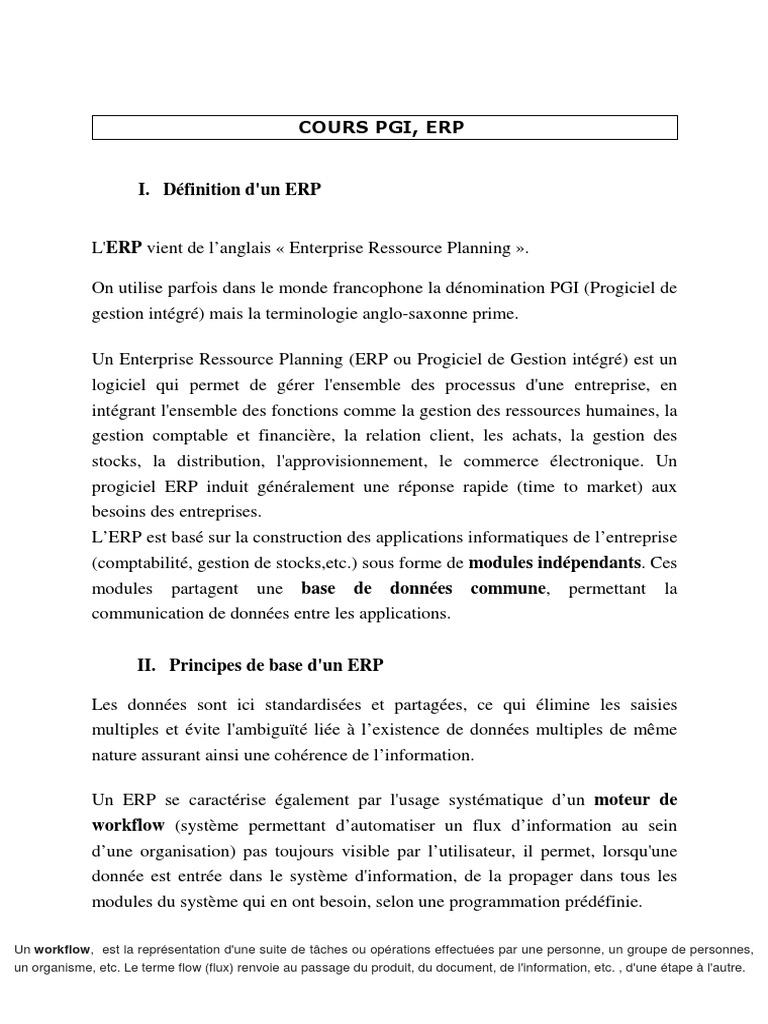 Comprendre les ERP : Définition et Avantages | PDF | Progiciel de ...
