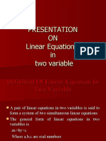 Presentation ON Linear Equations in Two Variable