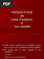 Presentation ON Linear Equations in Two Variable