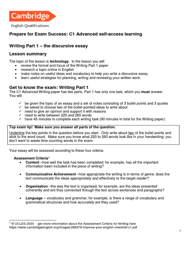 Prepare For Exam Success: C1 Advanced Self-Access Learning | PDF ...