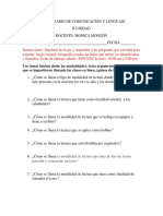 Cuestionario de Comunicación y Lenguaje Ii