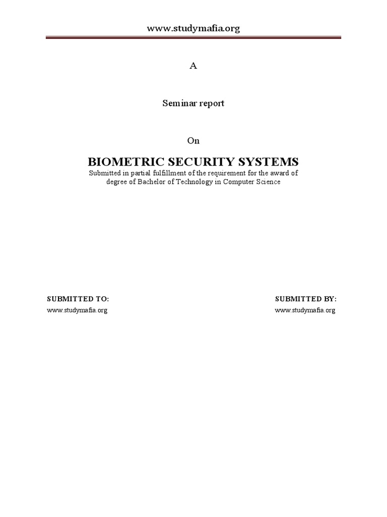 CSE Biometric Security Systems Report102 PDF Biometrics Authentication