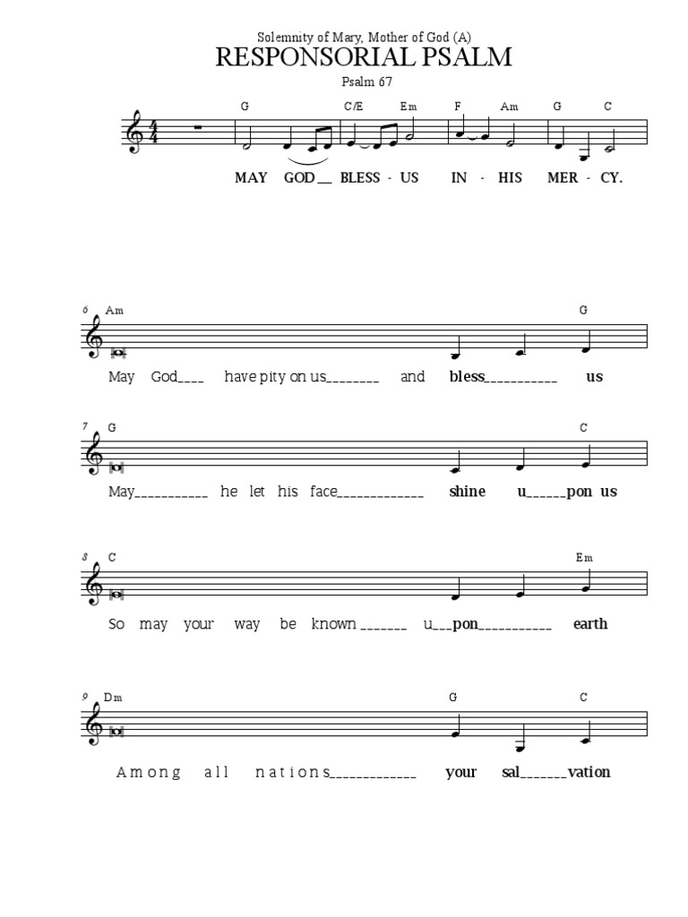 Responsorial Psalm MAY GOD Bless US IN HIS MER CY. PDF Worship