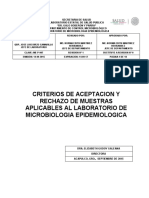 Criterios de Aceptacion y Rechazo Lab. de Microbiologia Epidemiologica Me P 007 Rev. 1