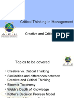 Critical Thinking in Management
