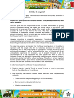 Actividad de Proyecto 9 Learning Activity 24: Apply Communication Techniques and Group Dynamics in