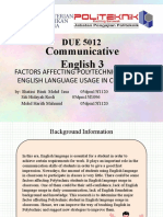 Communicative English 3: Factors Affecting Polytechnic Students English Language Usage in Classroom