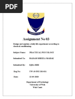 Design and explain a daily life experiment according to classical conditioning