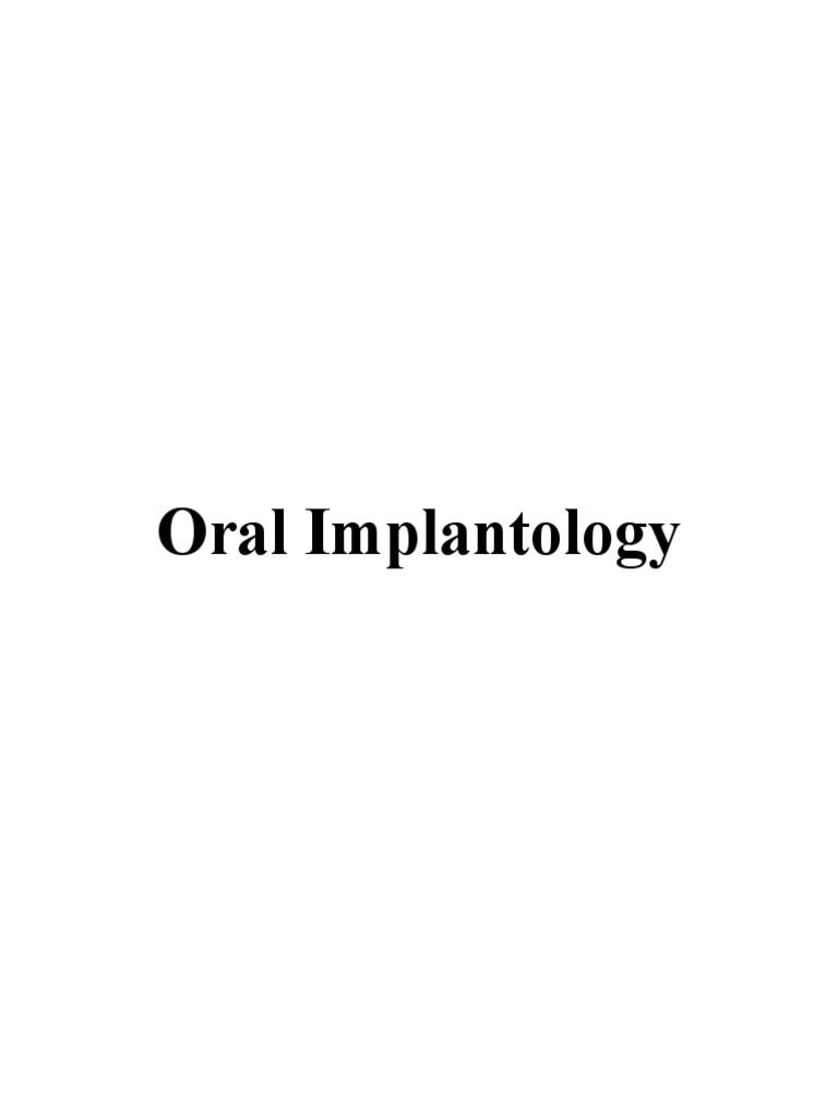 Oral Implantology | PDF | Dental Implant | Dentistry Branches