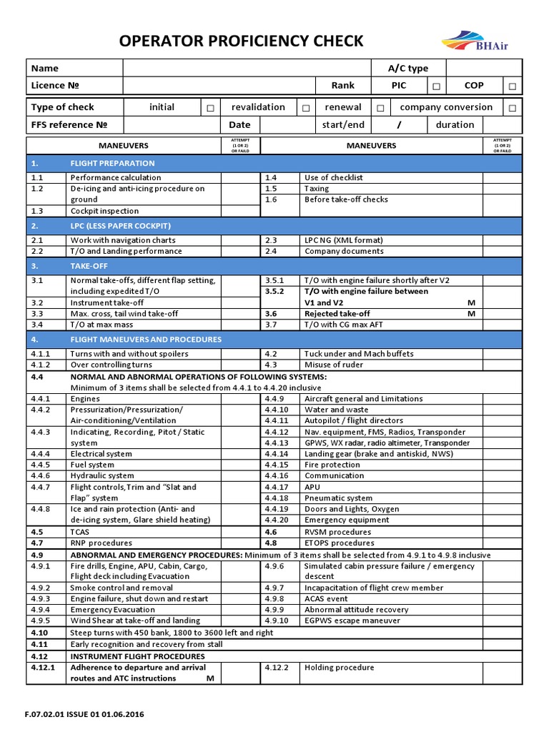 Operator Proficiency Check Overview | PDF | Aviation | Aeronautics
