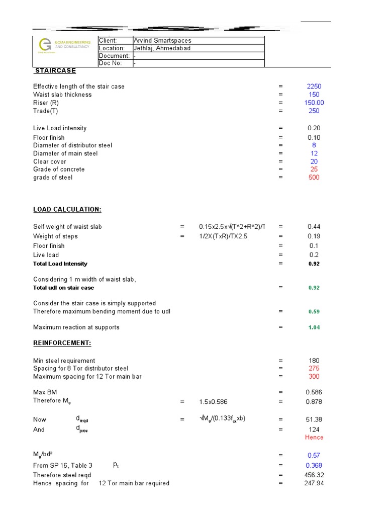 Staircase: Load Calculation | PDF | Stairs | Pedestrian Infrastructure