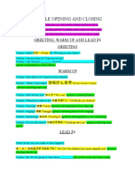 Sample Script For Opening and Closing