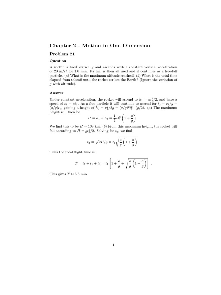 Chapter 2 - Motion in One Dimension: Problem 21 | PDF