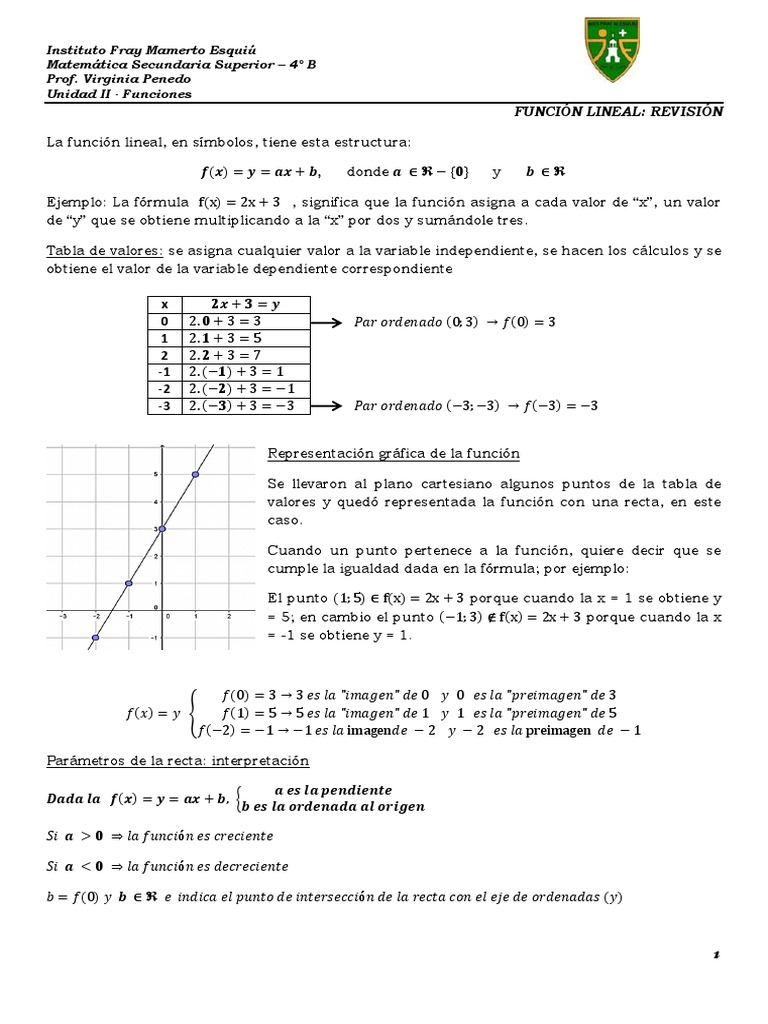 Funciones Lineales y Cuadráticas | PDF | Línea (geometría) | Raíz cuadrada