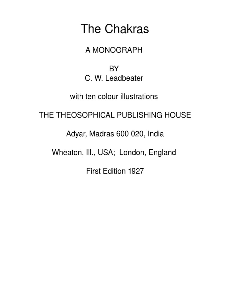 C W Leadbeater Chakras PDF Kundalini Chakra