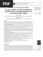 A Case Study of Total Productive Maintenance Implementation at Precision Tube Mills