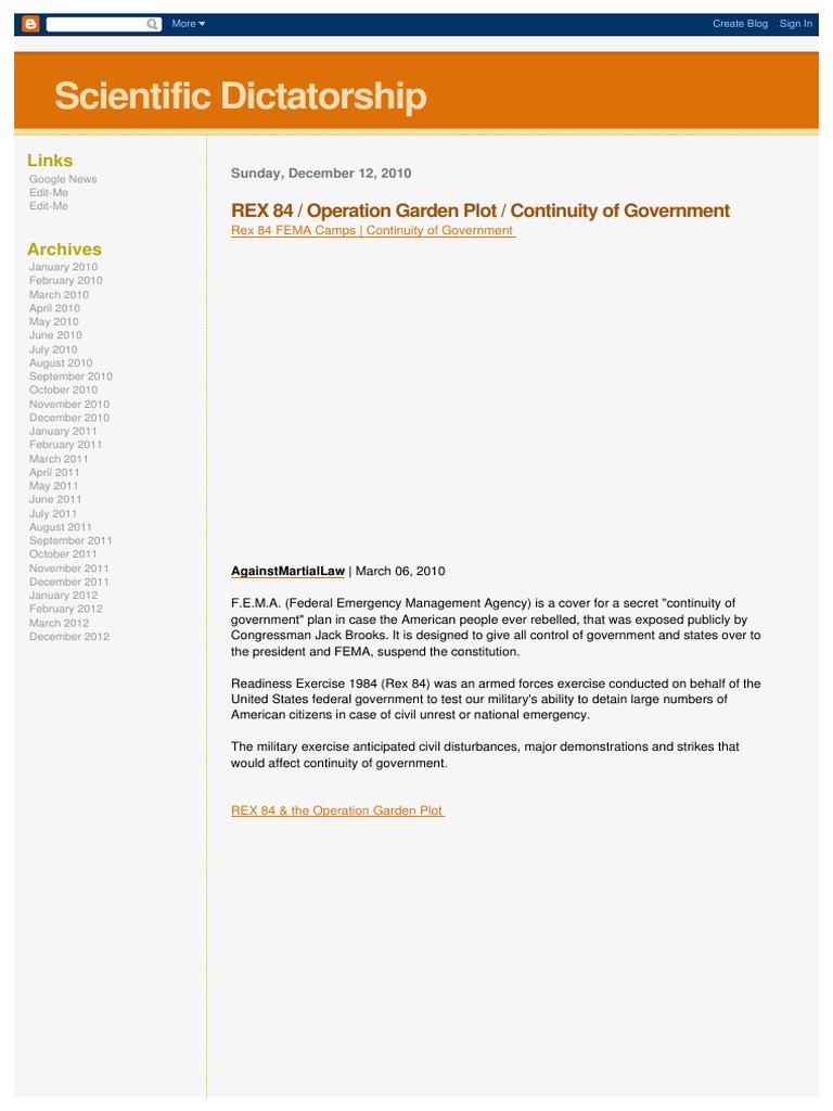 REX 84: FEMA's Contingency Plan Explained | PDF | National Security ...