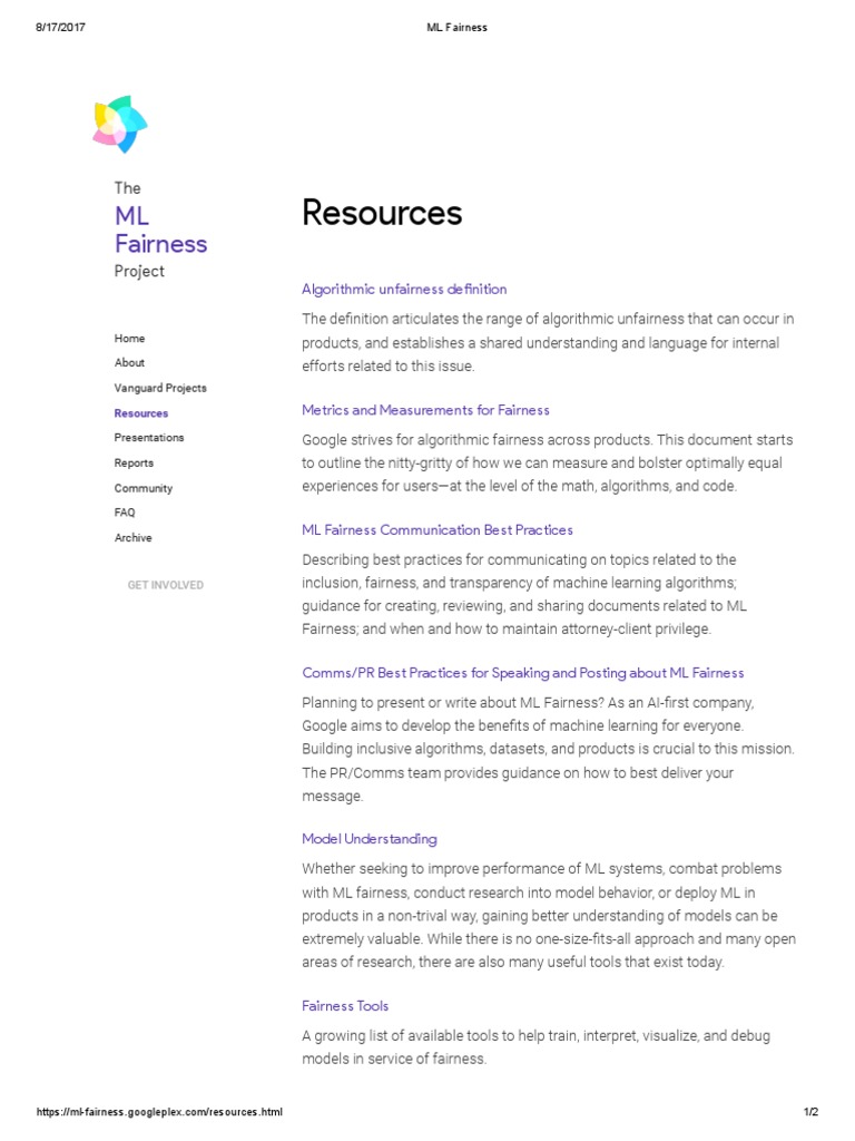 Ml Fairness Resources Pdf Machine Learning Artificial Intelligence