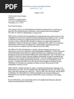 HHS Letter To Approps Re CLASS Reorg 10-01-05