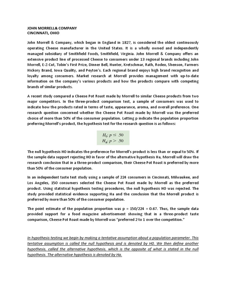 Case studyHT PDF Null Hypothesis Hypothesis