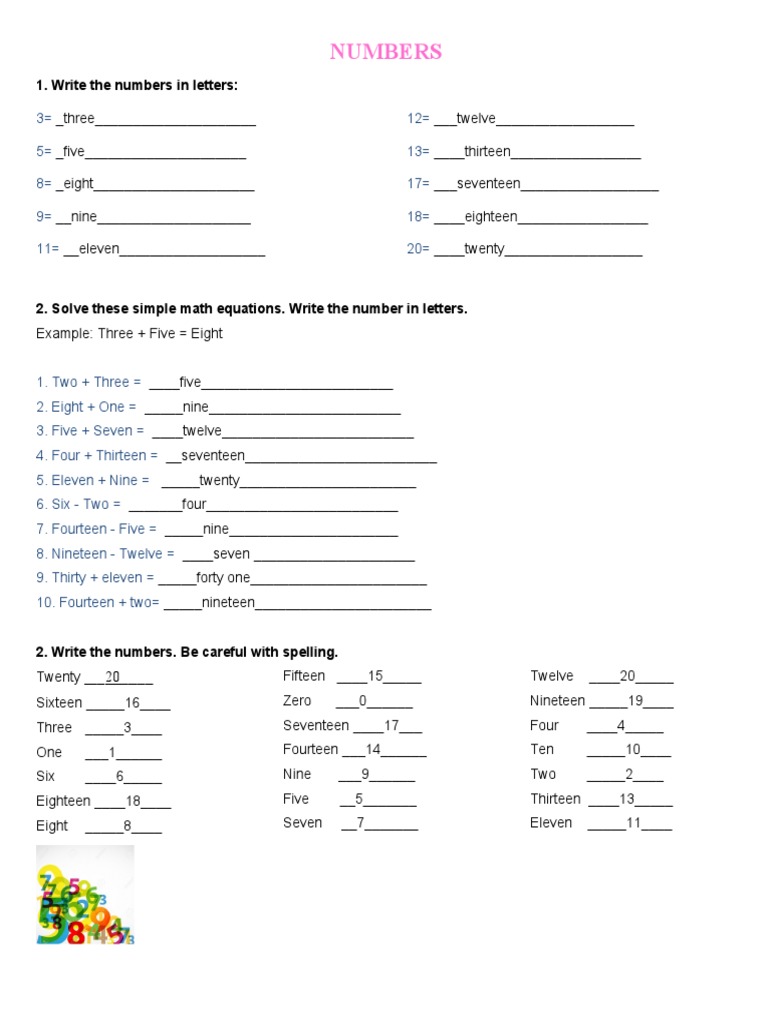 Numbers: 1. Write The Numbers in Letters | PDF