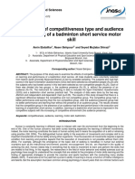 The effects of competitiveness type and audience on learning of a badminton short service motor skill