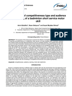The Effects of Competitiveness Type and Audience On Learning of A Badminton Short Service Motor Skill