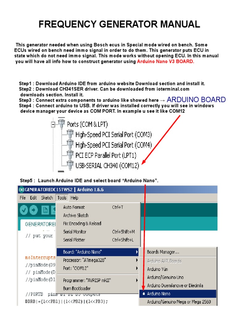 Frequency Generator Manual: Arduino Board | PDF