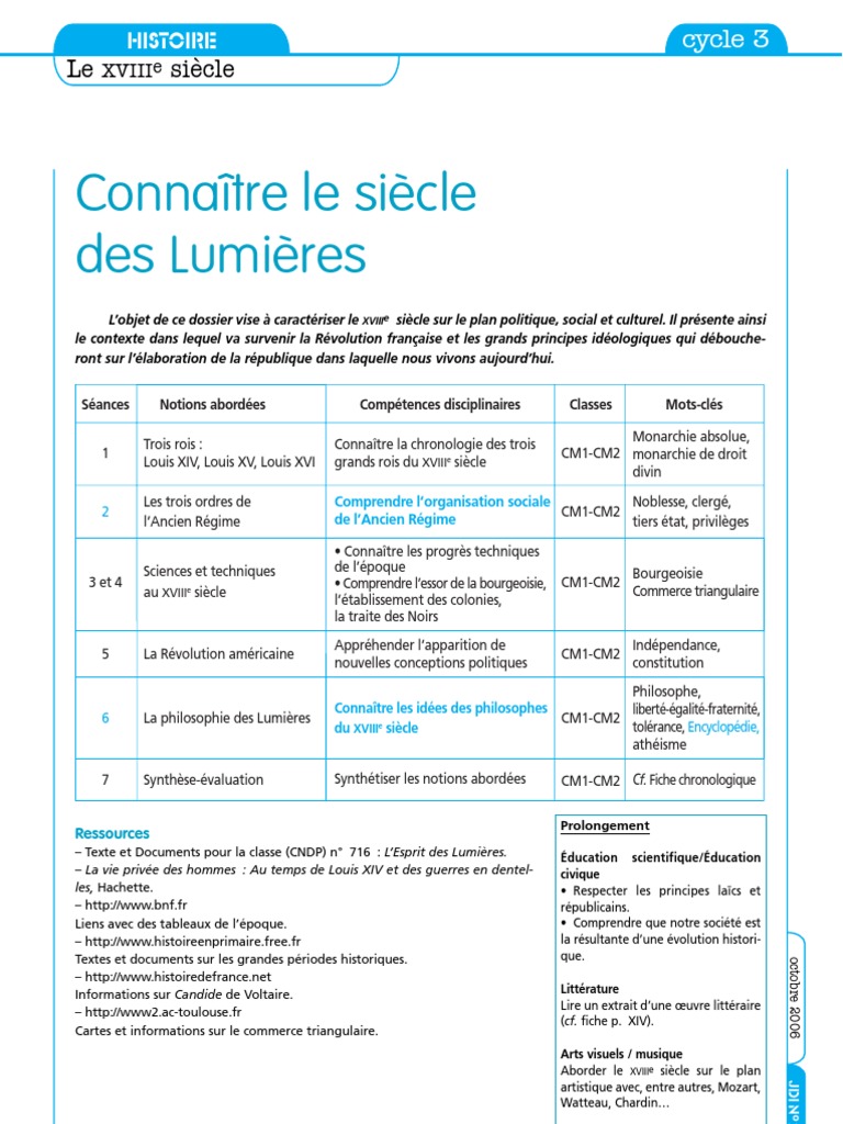 évaluation Siècle Des Lumières Cm2 Avec Correction Le Siècle Des Lumières | PDF | Candide | Voltaire