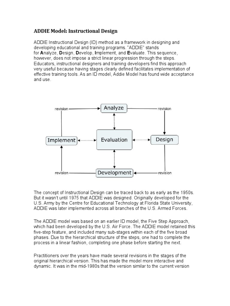 ADDIE Model Instructional Design PDF Instructional Design Evaluation
