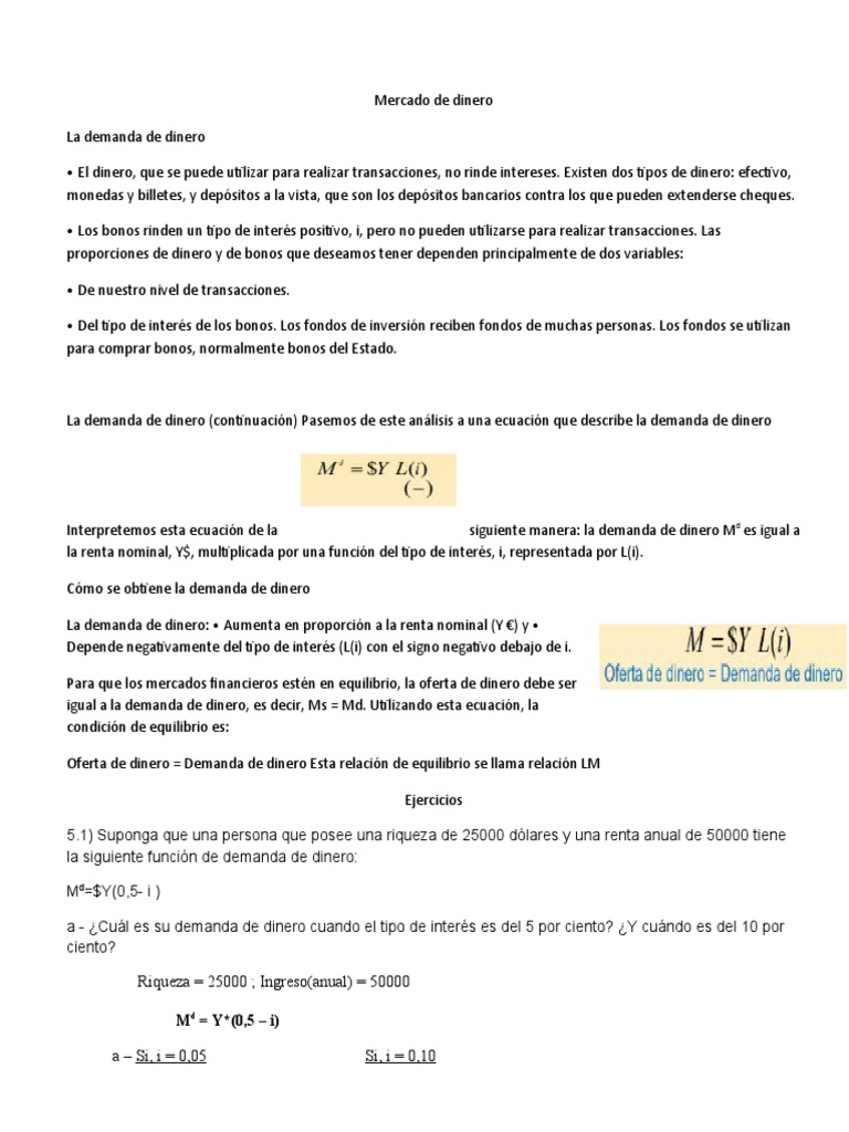 Demanda de Dinero y Tipos de Interés | PDF | Oferta de dinero | Dinero