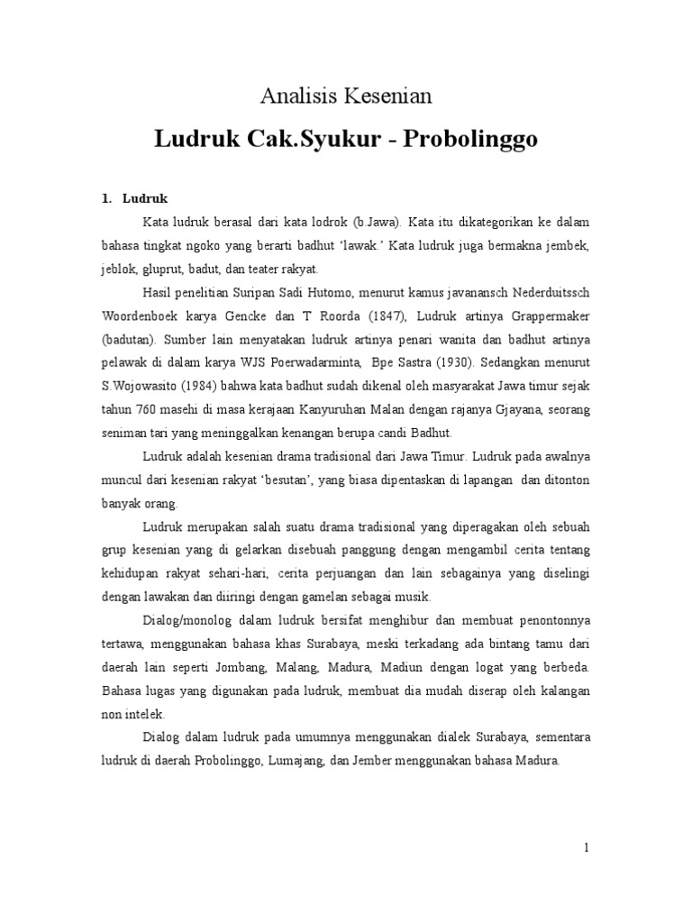 Analisis Kesenian Ludruk PROBOLINGGO