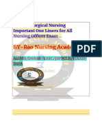 Medical Surgical Nursing Important One Liners For All Nursing Officer Exam