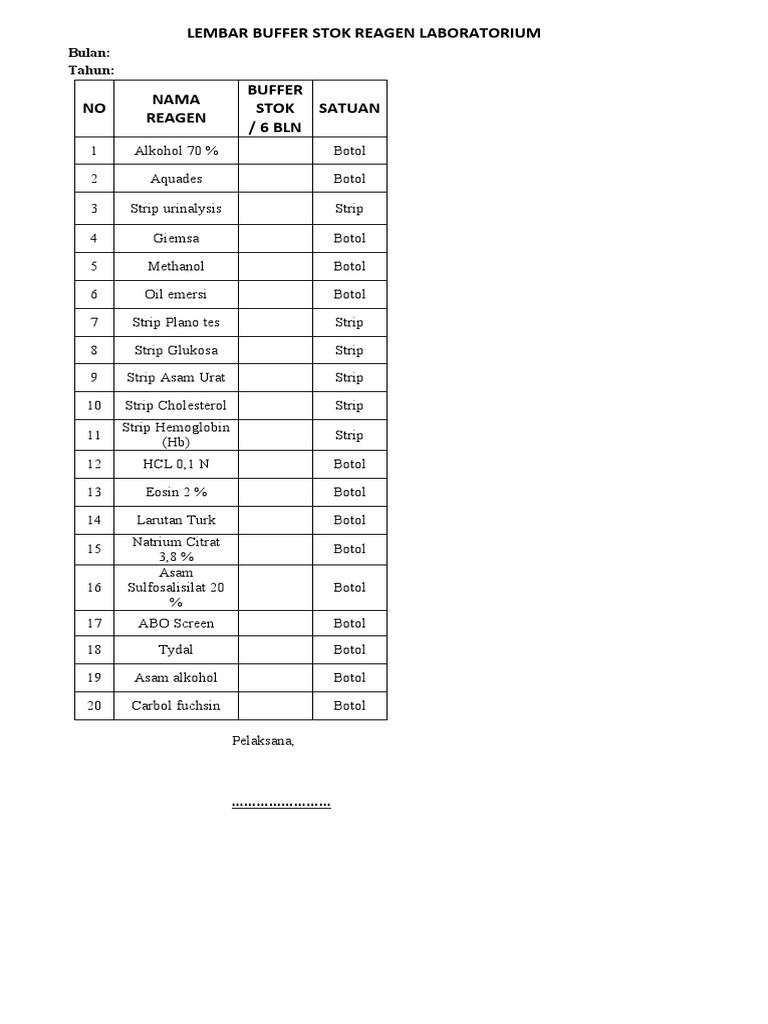 Lembar Buffer Stok Reagen Laboratorium | PDF