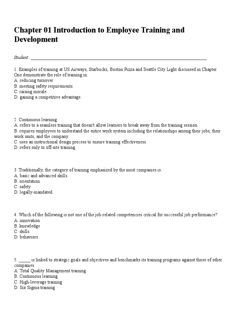 Chapter 01 Introduction To Employee Training and Development | PDF ...