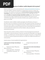 Se Queman Más Grasas Al Realizar Cardio Después de Las Pesas