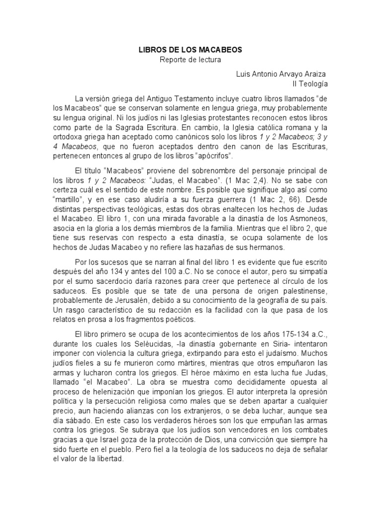 Libros de Los Macabeos PDF Canon bíblico Biblia