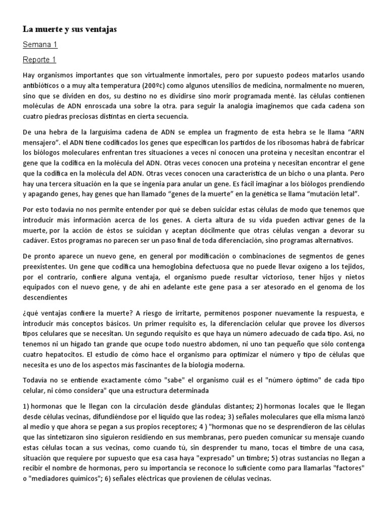 La Muerte y Sus Ventajas PDF Gene Adn