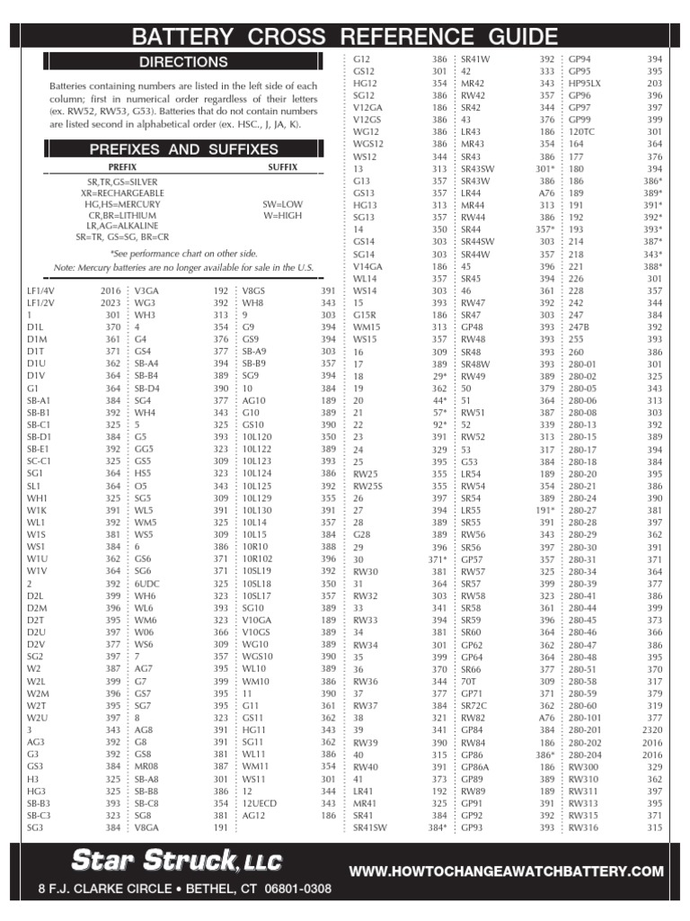 Battery Cross Reference Guide | PDF | Electrical Components | Signal ...