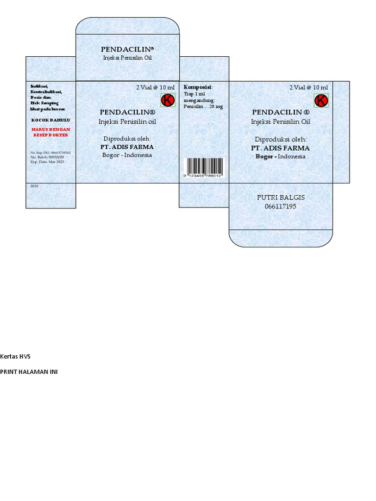 PENDACILIN®: Dosis dan Efek Samping | PDF