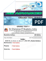 Sri Chaitanya IIT Academy, India: Grand Test-7