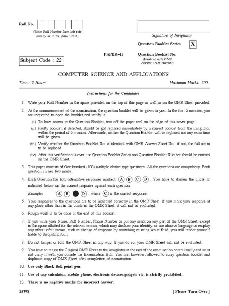 Examination Instructions and Sample Multiple Choice Questions for ...