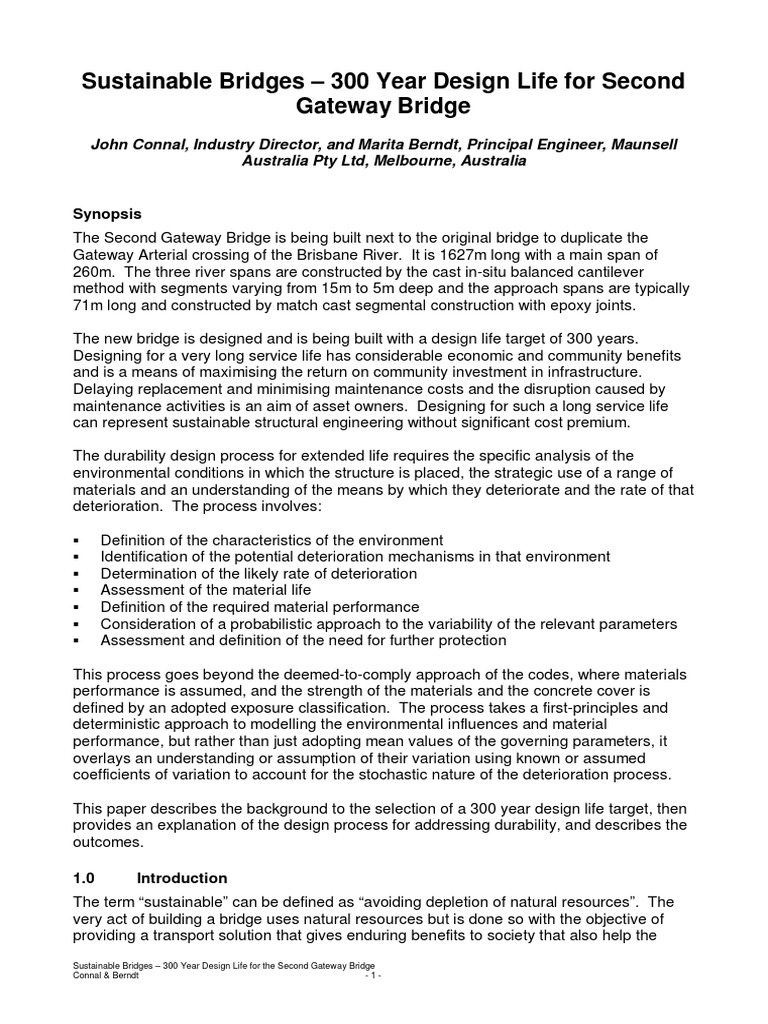 300Year Sustainable Design for Bridges PDF Concrete Sustainability