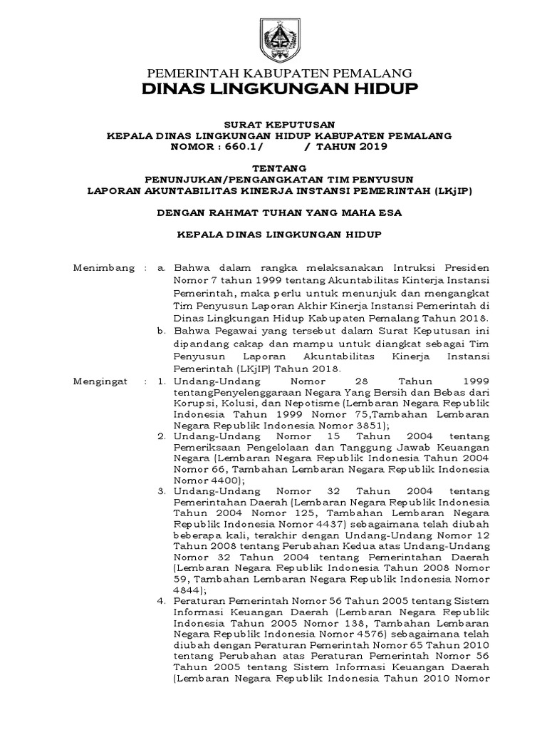 Sk Tim Penyusunan Lkjip 2018 Pdf Pdf