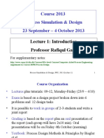 Course 2013 Process Simulation & Design 23 September - 4 October 2013