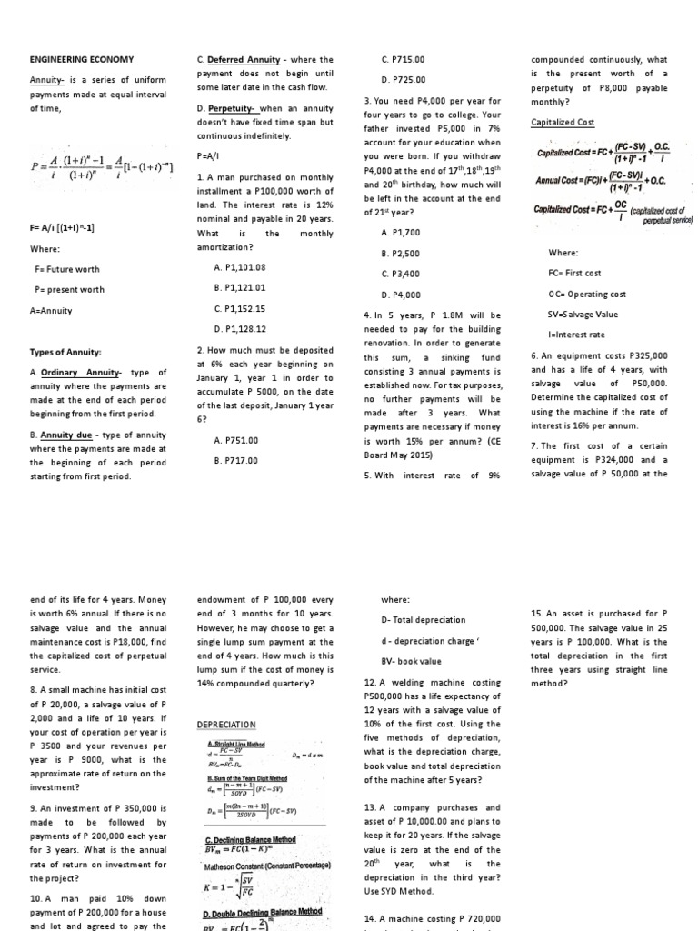 Engineering Economy II PDF | PDF | Depreciation | Financial Services