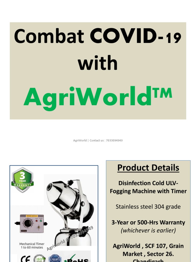Combat Covid 19 With Agriworld Galvanization Disinfectant