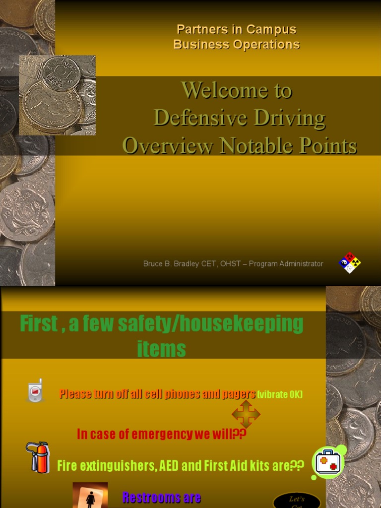 Welcome To Defensive Driving Overview Notable Points | PDF | Department ...